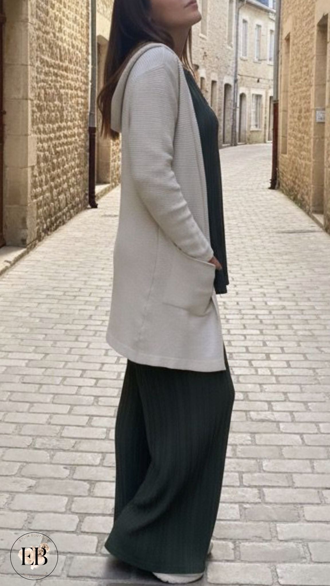 Gilet à capuche CÉLESTE [ Écru ] Eylim Boutique