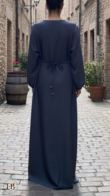Abaya SAFA [ Gris anthracite ] - Eylim Boutique