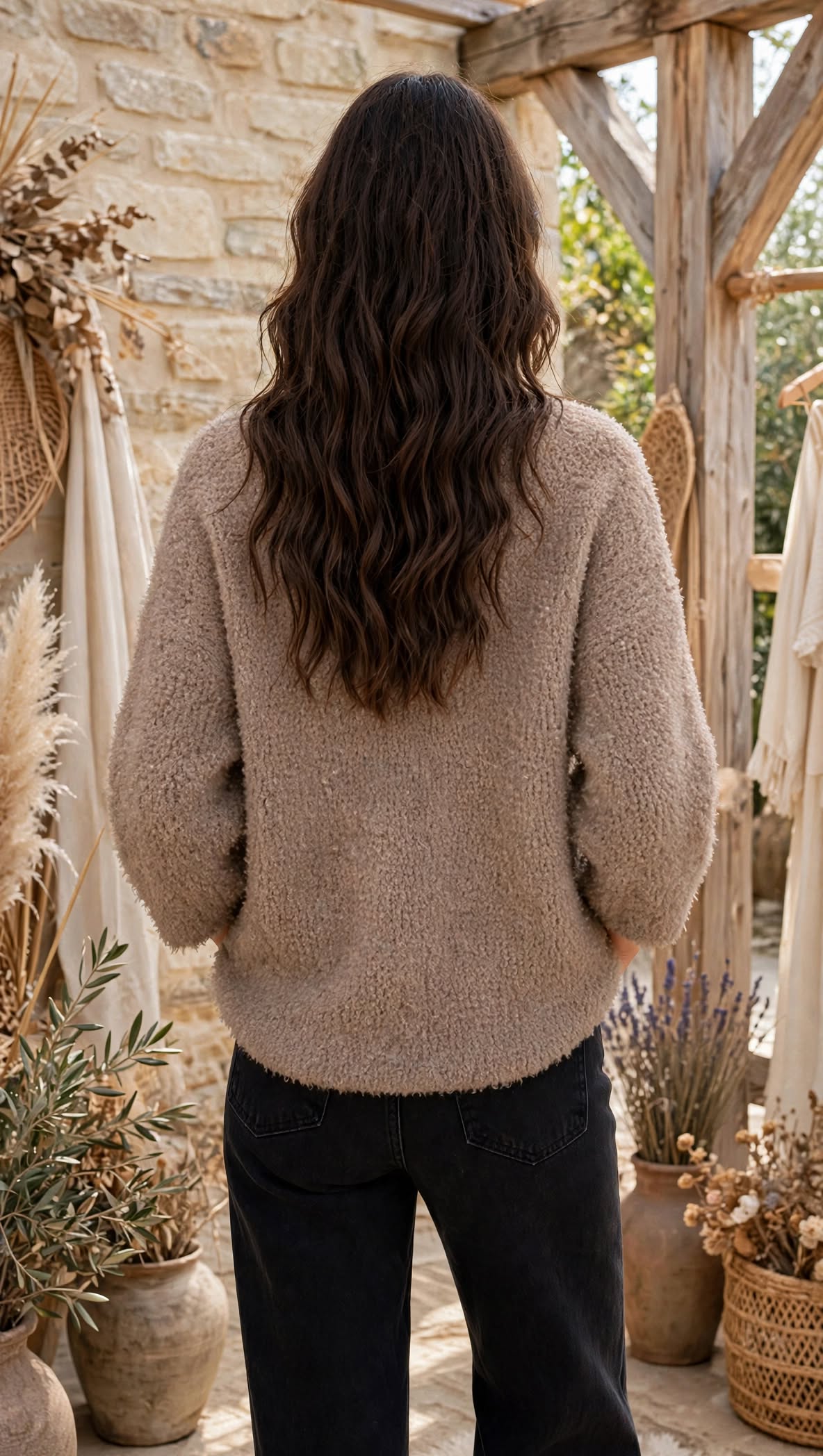 Pull col v BOHÈME [ Taupe ] Eylim Boutique