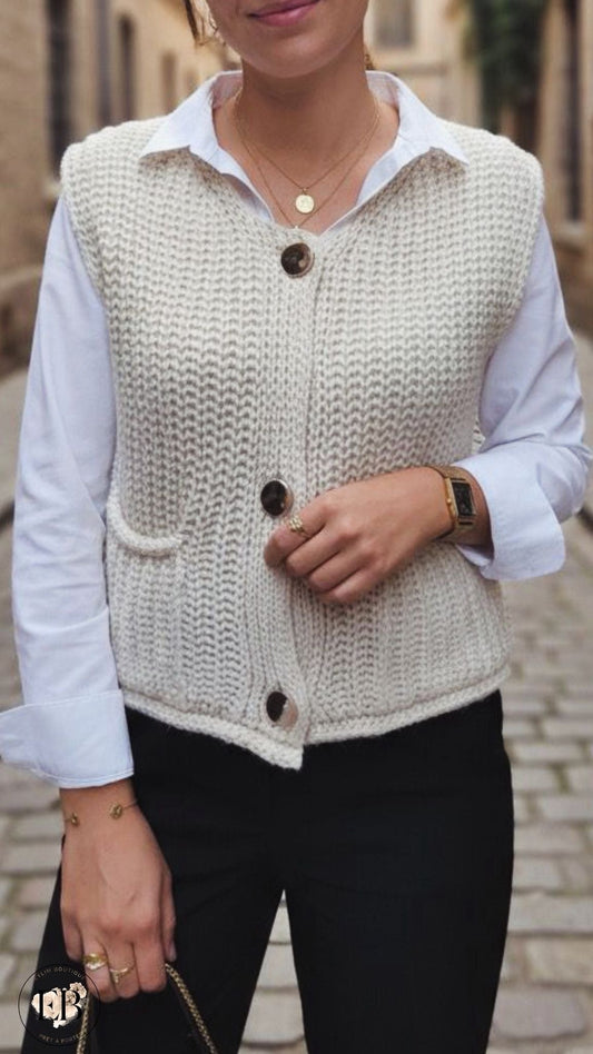 Gilet tricot sans manches [ Beige ] Eylim Boutique