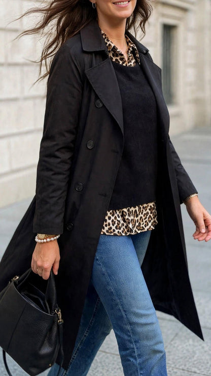 Trench long CLÉMENCE [ Noir ] Eylim Boutique