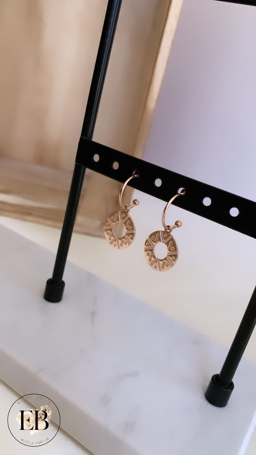 Boucles d’oreilles pendantes [ Rose Gold ]