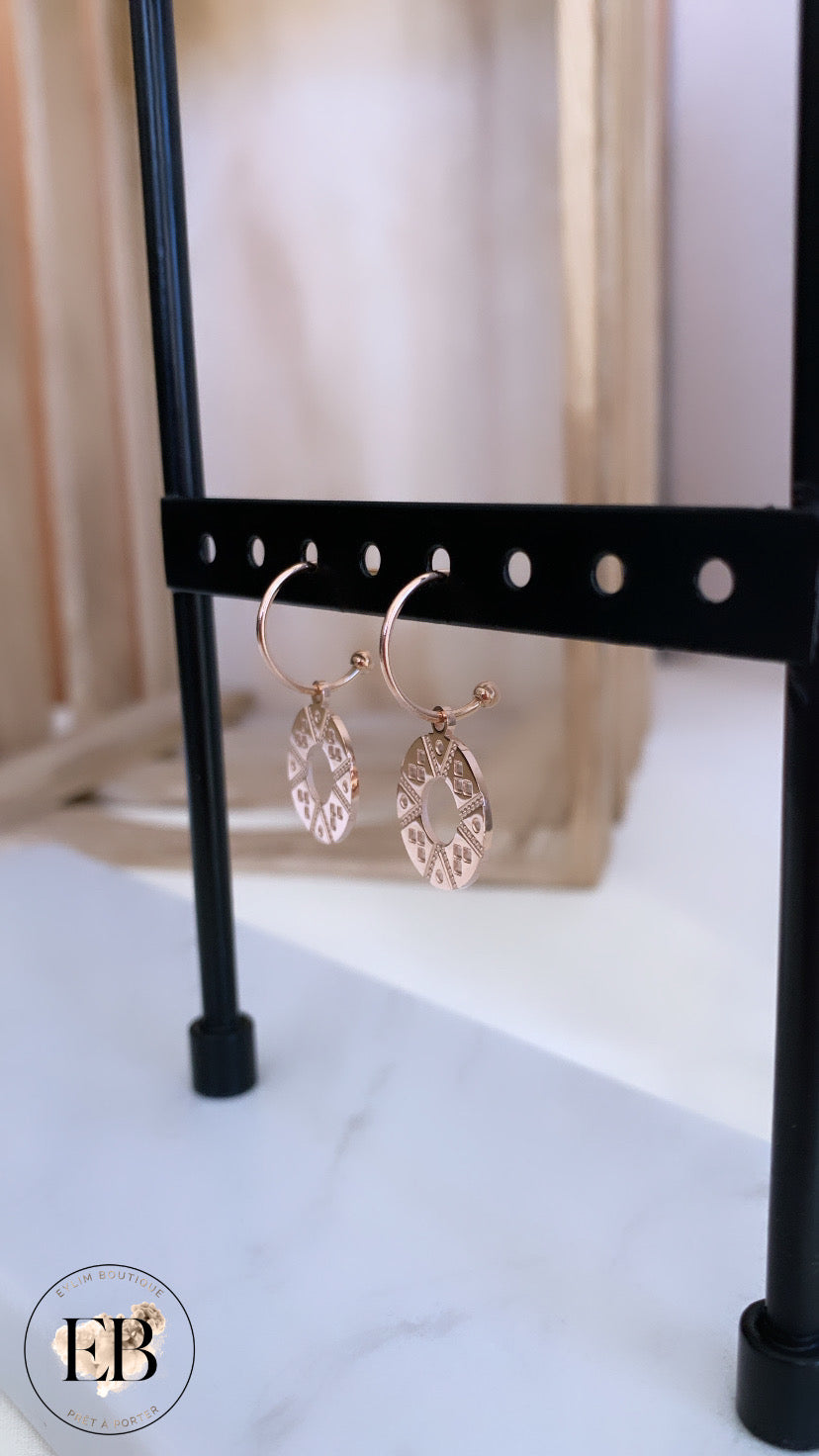 Boucles d’oreilles pendantes [ Rose Gold ]